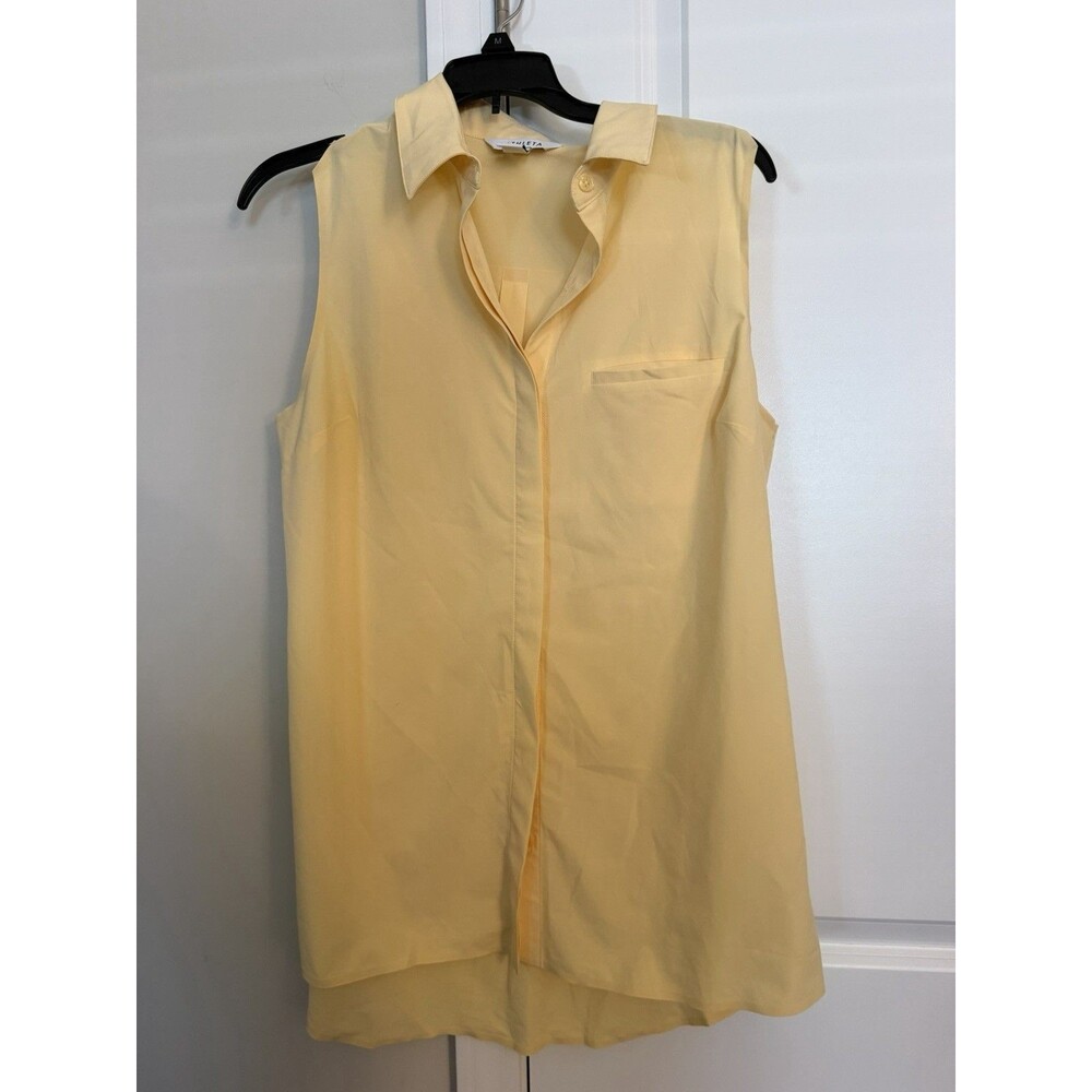Athleta Urbanite II Tank Women's M Yellow Sleeveless Button Down Shirt